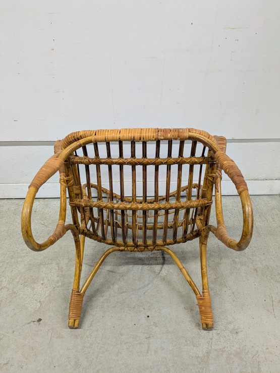 Vintage rottinkinen nojatuoli 50/60-luku