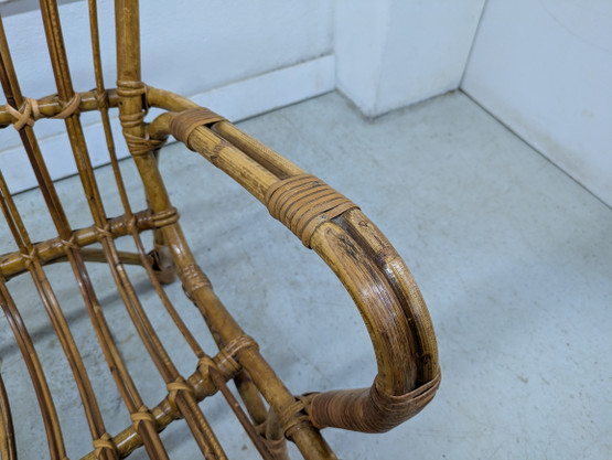 Vintage rottinkinen nojatuoli 50/60-luku