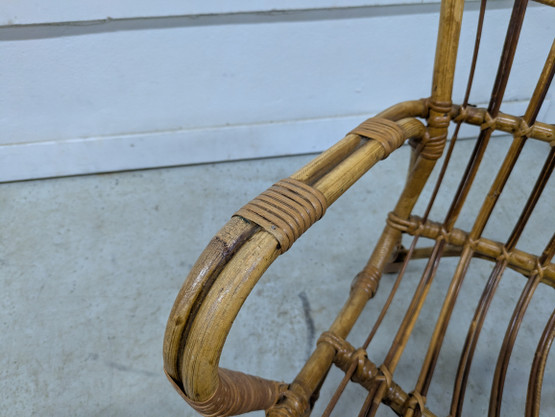 Vintage rottinkinen nojatuoli 50/60-luku