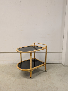 Retro rottinkinen tarjoiluvaunu 60-luku