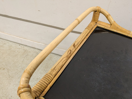 Retro rottinkinen tarjoiluvaunu 60-luku