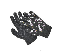 Lasten yksisarviskuvioiset nyppyläkäsineet, tummanharmaa