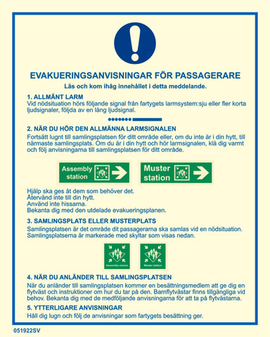 Hätäevakointiohjeet matkustajille, 051922SV