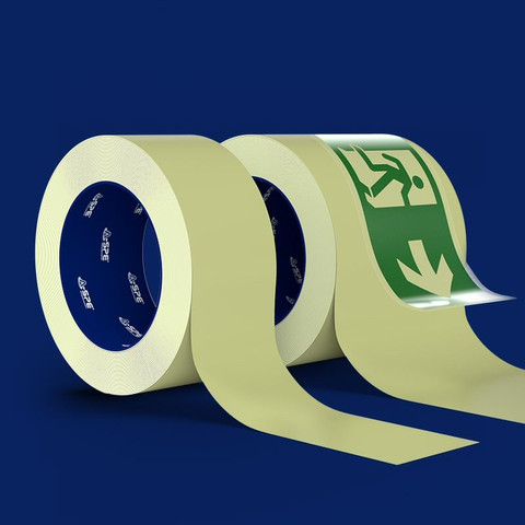 Tavallinen turvateippi irtotarroilla, AS-44 PLAIN TAPE + 20 STICKERS - poistumistiet vasemmalle ja oikealle