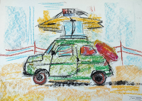 Beach Day, A4 Pastelliliitu Printti - Milo Lyte Art