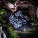 Lumihiutale obsidiaani, rumpuhiottu