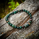 Rannekoru, heliotrooppi / verikivi-helmi 6 mm