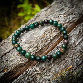 Rannekoru, heliotrooppi / verikivi-helmi 6 mm