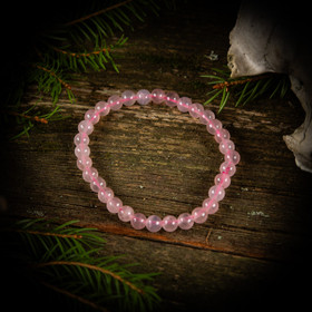 Rannekoru, ruusukvartsi-helmi 6 mm