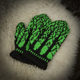 Puukuvio-lapaset, neonvihreä/musta, koko M