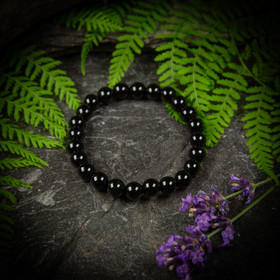 Rannekoru, musta obsidiaani-helmi 8 mm