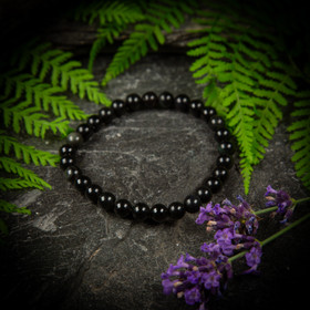 Rannekoru, musta obsidiaani-helmi 6 mm