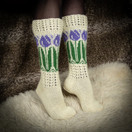 Pitkät villasukat, violetti tulppaani, koko 38