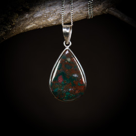 Heliotrooppi/verikivi-riipus, hopea