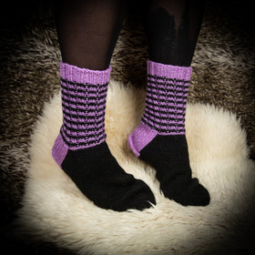 Villasukat, musta-lilat, koko 40-42