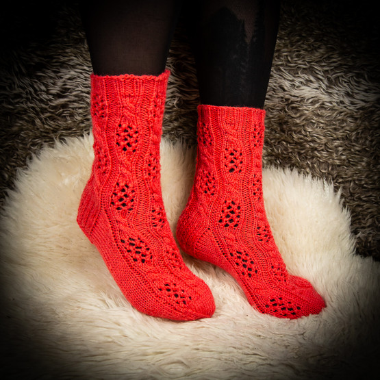 Villasukat, lohenpunaiset, koko 35-36