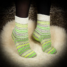 Villasukat, limenvihreä-raidalliset, koko 35-36