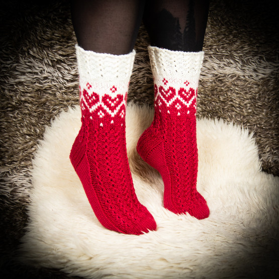 Villasukat, sydän, koko 36-37