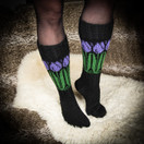 Pitkät villasukat, lila tulppaani, koko 39-40