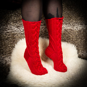 Villasukat, punaiset, koko 36-37