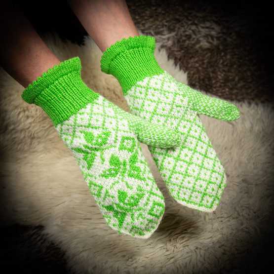 Perhos-lapaset, vihreä-valkoiset, koko L