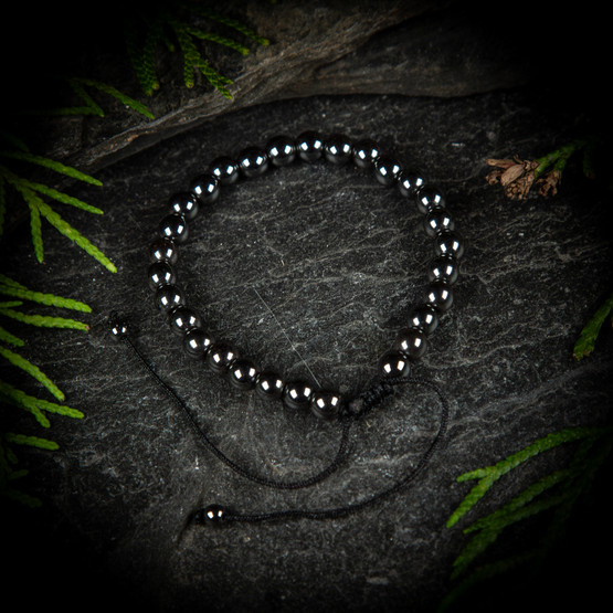 Rannekoru, hematiitti-helmi 6 mm, säädettävä