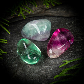 Sateenkaarifluoriitti, rumpuhiottu