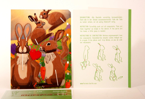 Kolmiulotteinen postikortti jänis