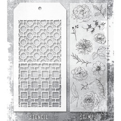 Stampers Anonymous, Tim Holtz leima- ja sapluunasetti Floral Elements