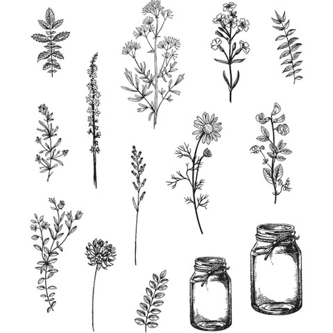Stampers Anonymous, Tim Holtz leimasinsetti Flower Jar
