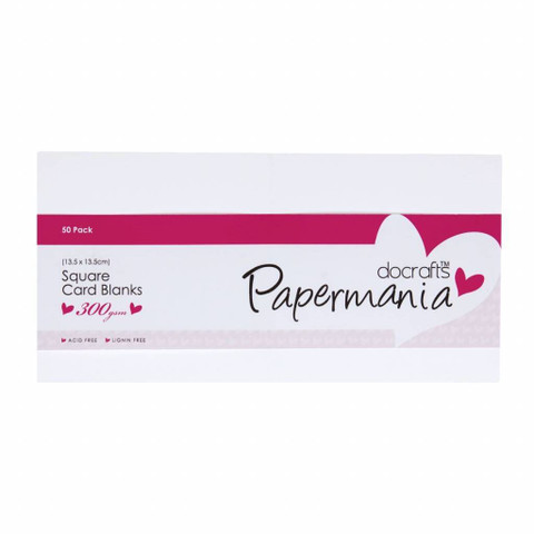 Papermania korttipohjat ja kirjekuoret, 13.5 x 13.5 cm, valkoinen. 50 kpl