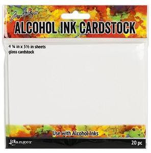 Tim Holtz Alcohol Ink Gloss Cardstock, kartonki alkoholimusteille, 4.25
