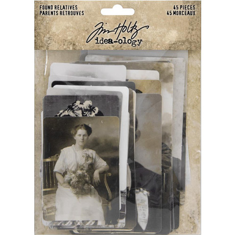Tim Holtz Idea-Ology Die-Cut, Found Relative Vintage Portraits, leikekuvat, 45 kpl