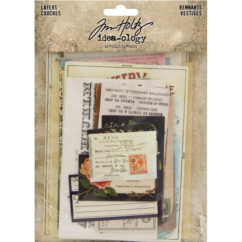Tim Holtz Idea-Ology Layers Remnants, leikekuvat, 33 kpl