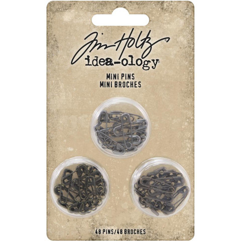 Tim Holtz Idea-Ology Mini Metal Safety Pins, hakaneulat, 48 kpl