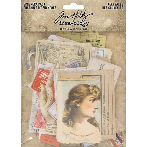 Tim Holtz Idea-Ology Ephemera Pack Keepsakes -korttikuvat, 95 kpl