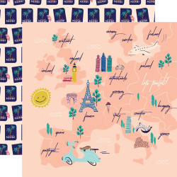 Carta Bella Let's Travel skräppipaperi Travel Map