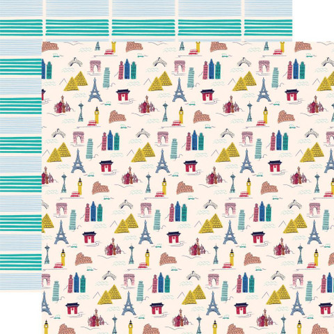 Carta Bella Let's Travel skräppipaperi Landmarks