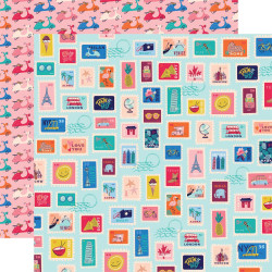 Carta Bella Let's Travel skräppipaperi Postage Stamps