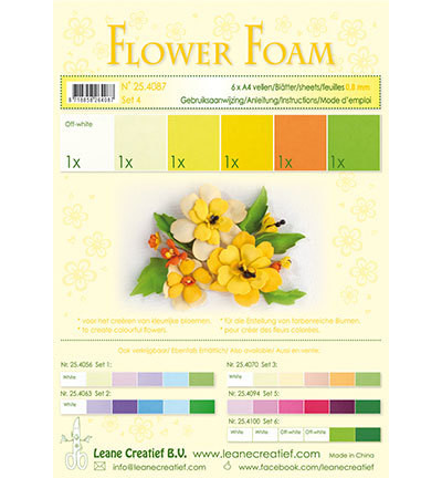 Leane Creatief Flower Foam -softislevy kukkien tekoon, setti 4 yellow