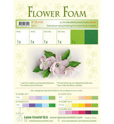 Leane Creatief Flower Foam -softislevy kukkien tekoon, setti 6 white - green