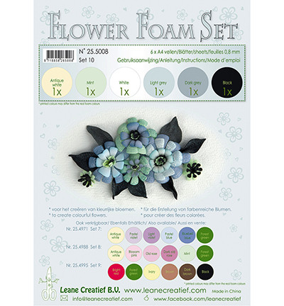 Leane Creatief Flower Foam -softislevy kukkien tekoon, setti 10 black - grey