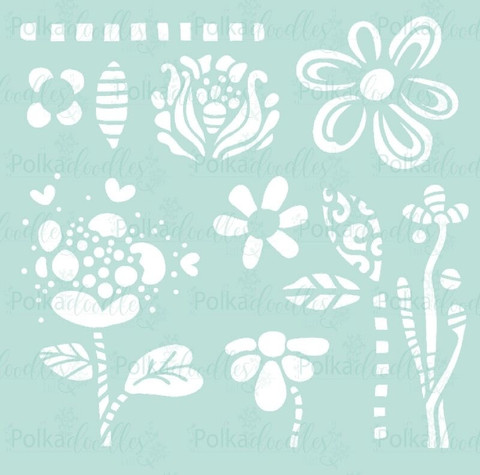 Polkadoodles Flower Doodles -sapluuna
