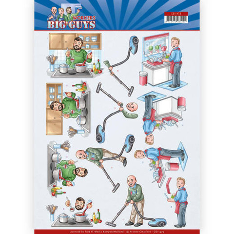 Yvonne Creations Big Guys Workers 3D-kuvat Big Cleaning, leikattava
