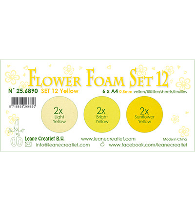 Leane Creatief Flower Foam -softislevy kukkien tekoon, setti 12, yellow