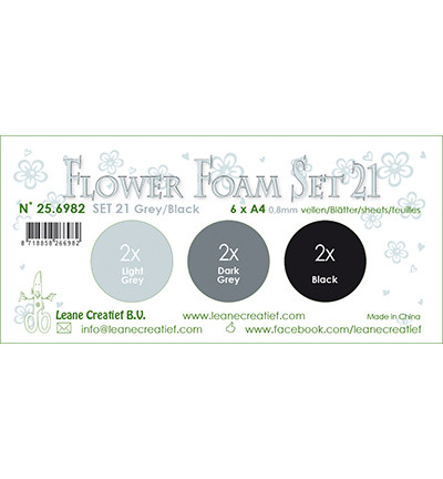 Leane Creatief Flower Foam -softislevy kukkien tekoon, setti 21, grey / black
