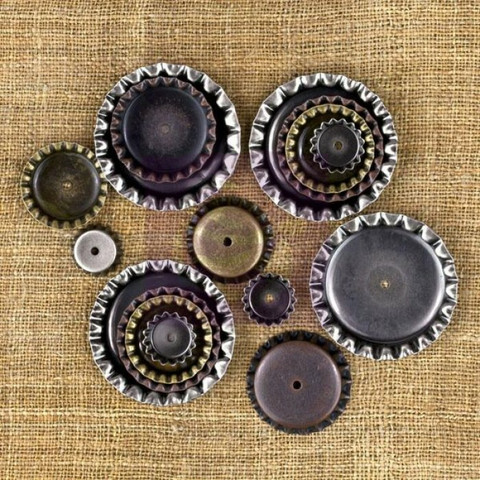 Finnabair Mechanicals -metallikoristeet Bottle Caps Assorted Sizes