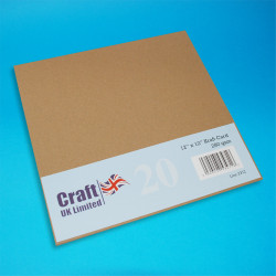 CraftUK Kraft -kartonki, 280 g, 20 arkkia, 12
