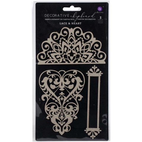 Prima Decorative Chipboard kuvioleike, Lace and Heart