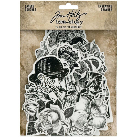 Tim Holtz Idea-Ology Die-Cut -leikekuvat, Engraving, 78 kpl